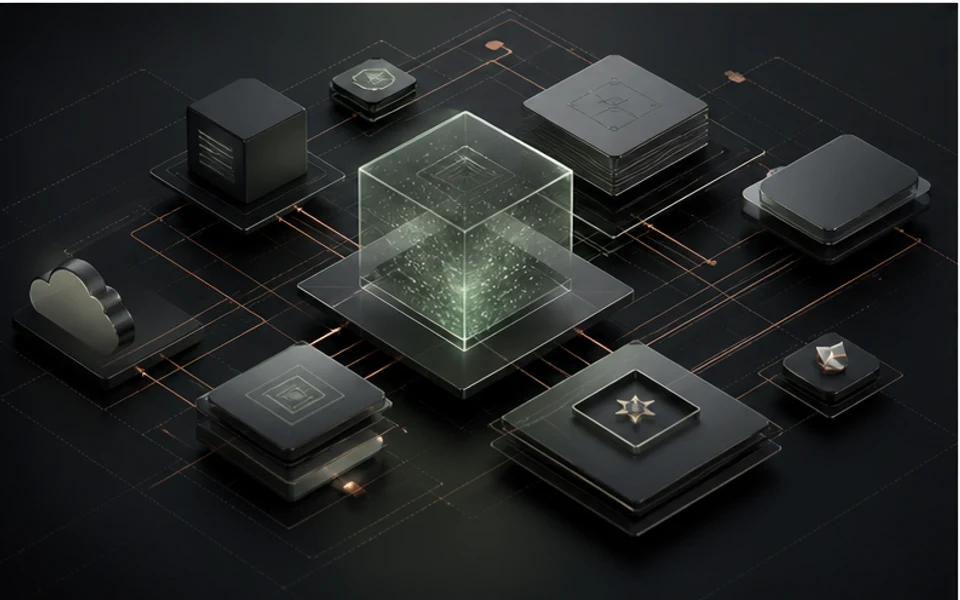 Connected platform architecture with luminous integration paths