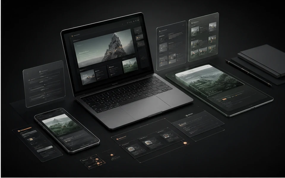 Premium website and web app interface composition